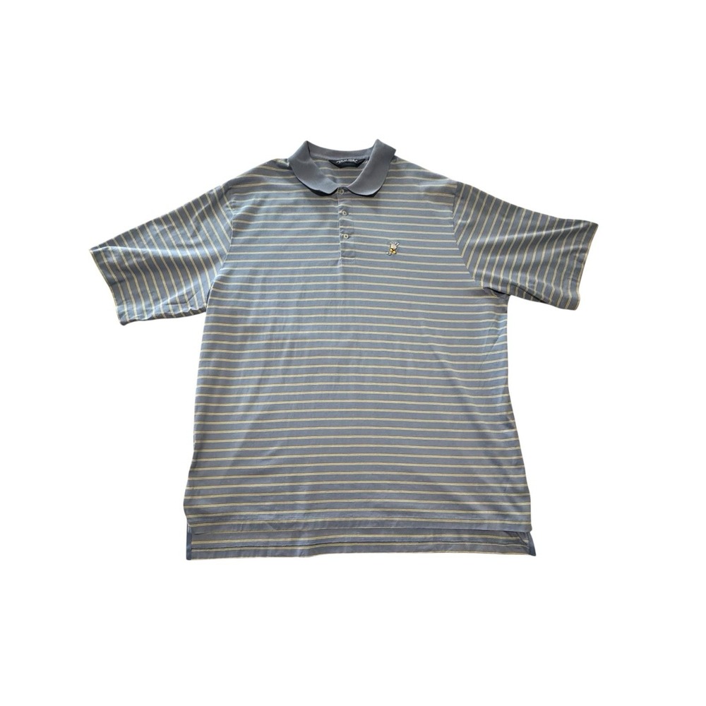 Polo Golf Ralph Lauren Mens XXL Striped Polo Shirt Blue Yellow Pima Cotton - Picture 5 of 8